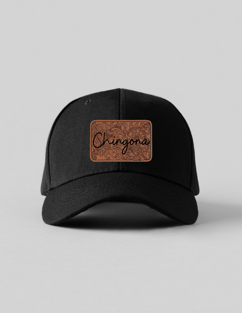 Chingona Woman Leatherete Patch Black hat